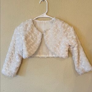 White Floral Textured Bolero Jacket